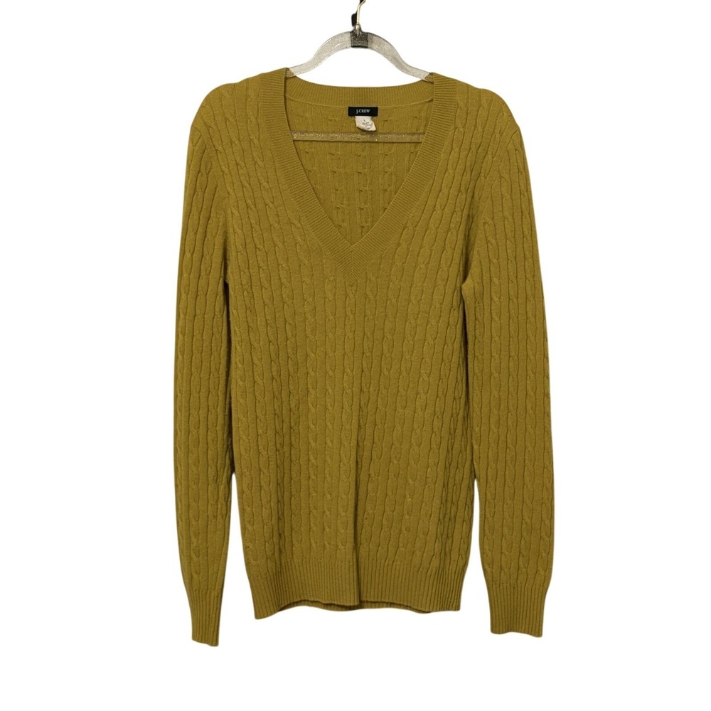 Vintage Y2K J Crew Cableknit Wool Blend V Neck Sweater S Preppy Tennis Fisherman